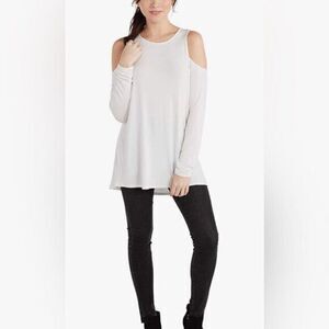 NWOT Women’s White Cold Shoulder Long Sleeve Spirit Jersey Tee Shirt - Size M